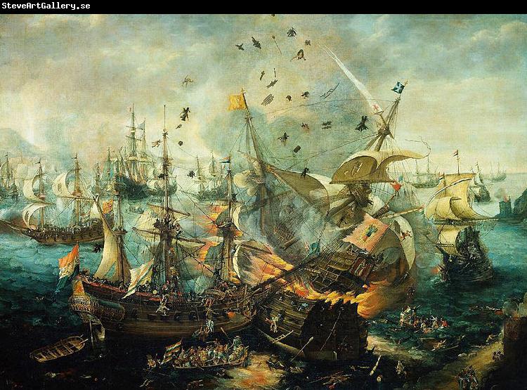 Hendrik Cornelisz. Vroom The explosion of the Spanish flagship during the Battle of Gibraltar, 25 April 1607.